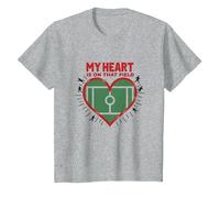 Passion des Fans de Football My Heart is on That Field T-Shirt, Enfant, Gris Chiné, 10 Ans