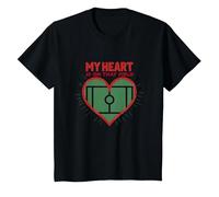 Passion des Fans de Football My Heart is on That Field T-Shirt, Enfant, Noir, 10 Ans