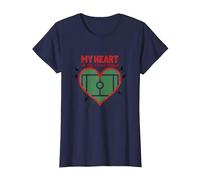 Passion des Fans de Football My Heart is on That Field T-Shirt, Femme, Bleu Marine, L