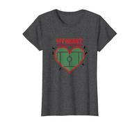 Passion des Fans de Football My Heart is on That Field T-Shirt, Femme, Chiné Foncé, 3XL