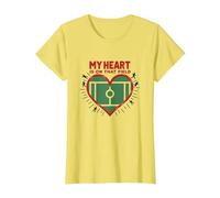 Passion des Fans de Football My Heart is on That Field T-Shirt, Femme, Citron, XXL
