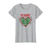 Passion des Fans de Football My Heart is on That Field T-Shirt, Femme, Gris Chiné, L