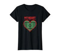 Passion des Fans de Football My Heart is on That Field T-Shirt, Femme, Noir, XXL