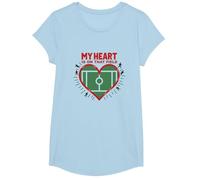 Passion des Fans de Football My Heart is on That Field T-Shirt, Fille, Bleu Céleste, S