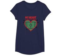 Passion des Fans de Football My Heart is on That Field T-Shirt, Fille, Bleu Marine, XS