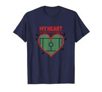 Passion des Fans de Football My Heart is on That Field T-Shirt, Homme, Bleu Marine, 3XL