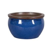 PASSION FOR POTTERY-Pot rond Bonn bleu en grès émaillé - diamètre 23,5 x 14,5 cm