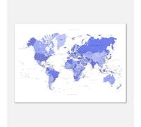 PassionCadeau Carte du Monde Murale Bleu Pastel - Mappemonde Éducative & Décorative - Poster Planisphère Voyage - Tableau Carte du Monde Premium