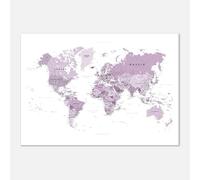 PassionCadeau Carte du Monde Murale Rose Grisé - Mappemonde Éducative & Décorative - Poster Planisphère Voyage - Tableau Carte du Monde Premium