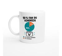 PassionCadeau Mug 90% Fan du Vendredi 10% Adorable | Tasse Fun Weekend - Idée Cadeau Originale
