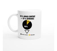 PassionCadeau Mug 90% Jamais Content 10% Adorable | Tasse Humour Râleur - Idée Cadeau Originale