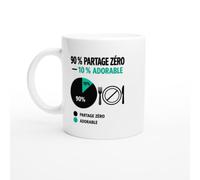 PassionCadeau Mug 90% Partage Zéro 10% Adorable | Tasse Humour Glouton - Idée Cadeau Originale
