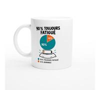 PassionCadeau Mug 90% Toujours Fatigué 10% Adorable Camembert Turquoise | Mug Rigolo Insomniaque - Idée Cadeau Originale