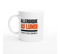 PassionCadeau Mug Allergique au Lundi Professionnel Barre Noire | Mug Rigolo Lundi Matin - Idée Cadeau Originale