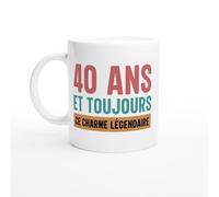 PassionCadeau Mug Anniversaire 40 Ans et toujours Ce Charme Légendaire - idée cadeau femme - Mug Fun Humour - Tasse Cadeau Orginale