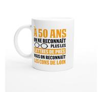 PassionCadeau Mug Anniversaire 50 ans - 50 ans on ne reconnait plus les lettres - Mug humour - tasse anniversaire - idée cadeau homme - tasse fun original