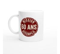 PassionCadeau Mug Anniversaire 60 Ans Mission Accomplie