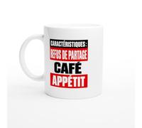 PassionCadeau Mug Caractéristiques Refus de Partage Café Appétit | Mug Humour Accro au Café - Idée Cadeau Originale