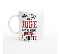 PassionCadeau Mug Chat Mon Chat Me Juge Mais Au Moins Il Est Honnête | idée cadeau originale