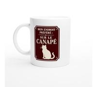 PassionCadeau Mug Chat Mon Endroit Préféré Sur Le Canapé | Mug Humour Amoureux des chats - Idée Cadeau Originale