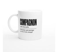 PassionCadeau Mug Compagnon Personne Qui Partage Ta Vie et Ton Canapé | Mug Drôle Moitié - Idée Cadeau Originale