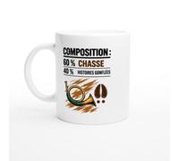 PassionCadeau Mug Composition 60% Chasse 40% Histoires Gonflées | Mug Fun Chasseur - Idée Cadeau Originale