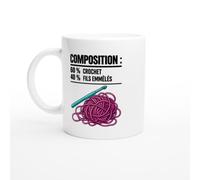 PassionCadeau Mug Composition 60% Crochet 40% Fils Emmêlés | Mug Rigolo Crocheteuse - Idée Cadeau Originale