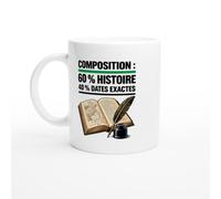 PassionCadeau Mug Composition 60% Histoire 40% Dates Exactes | Mug Rigolo Historien - Idée Cadeau Originale