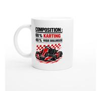 PassionCadeau Mug Composition 60% Karting 40% Nuque Douloureuse | Mug Humour Pilote de karting - Idée Cadeau Originale