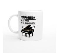 PassionCadeau Mug Composition 60% Piano 40% Fausses Notes | Mug Fun Pianiste - Idée Cadeau Originale
