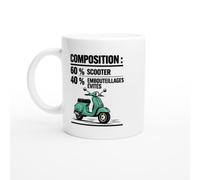 PassionCadeau Mug Composition 60% Scooter 40% Embouteillages Évités | Mug Humour Scootériste - Idée Cadeau Originale