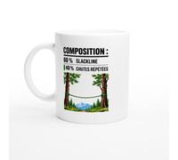 PassionCadeau Mug Composition 60% Slackline 40% Chutes Répétées | Mug Fun Slackliner - Idée Cadeau Originale