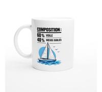PassionCadeau Mug Composition 60% Voile 40% Nœuds Oubliés | Mug Drôle Navigateur - Idée Cadeau Originale