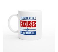 PassionCadeau Mug Diagnostic Excuses Chronique | Mug Humour Baratineur - Idée Cadeau Originale