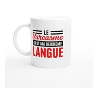 PassionCadeau Mug Drole - Le sarcasme c'est ma deuxième langue - Mug humour - tasse anniversaire - idée cadeau homme - tasse fun original