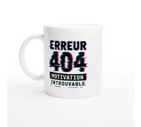 PassionCadeau Mug Erreur 404 Motivation Introuvable Bandeau Droit | Mug Drôle Flemmard - Idée Cadeau Originale