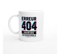 PassionCadeau Mug Erreur 404 Sourire Introuvable Bandeau Droit | Mug Fun Grincheux - Idée Cadeau Originale