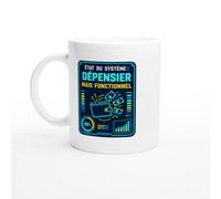 PassionCadeau Mug État du Système Dépensier Mais Fonctionnel Mot Cyan | Mug Rigolo Acheteur Compulsif - Idée Cadeau Originale