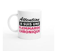 PassionCadeau Mug Femme Humour Attention je suis une flemmarde chronique - idée cadeau femme - Mug Fun Humour - Tasse Cadeau Orginale