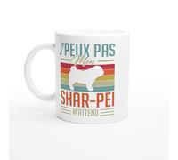 PassionCadeau Mug J'peux Pas, Mon Sharpei M'attend - Tasse Humour Chien - Idée Cadeau Chien - Tasse Amoureux des Animaux