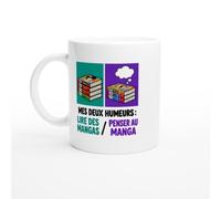 PassionCadeau Mug Mes Deux Humeurs Lire Des Mangas Penser Au Manga | Mug Fun Lecteur de manga - Idée Cadeau Originale
