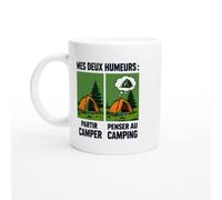 PassionCadeau Mug Mes Deux Humeurs Partir Camper Penser Au Camping | Tasse Fun Campeur - Idée Cadeau Originale