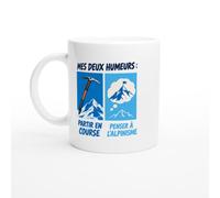 PassionCadeau Mug Mes Deux Humeurs Partir En Course Penser À L'Alpinisme | Mug Rigolo Alpiniste - Idée Cadeau Originale