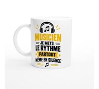 PassionCadeau Mug Musicien Je Mets le Rythme Partout Même en Silence | Mug Rigolo Musicien - Idée Cadeau Originale