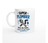 PassionCadeau Mug Plombier Super Plombier Héros des Fuites Humour un Peu | Tasse Fun Plombier - Idée Cadeau Originale