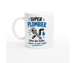 PassionCadeau Mug Plombier Super Plombier Héros des Fuites Humour un Peu | Tasse Fun Plombier - Idée Cadeau Originale