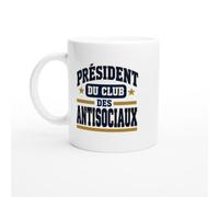 PassionCadeau Mug Président du Club des Antisociaux | Mug Fun Misanthrope - Idée Cadeau Originale