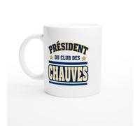 PassionCadeau Mug Président du Club des Chauves Lettres Crème | Mug Drôle Chauve - Idée Cadeau Originale