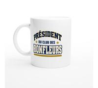 PassionCadeau Mug Président du Club des Ronfleurs Lettres Bleues | Tasse Fun Ronfleur - Idée Cadeau Originale