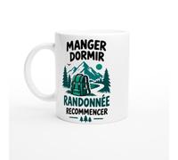 PassionCadeau Mug Randonnée Manger Dormir Randonnée Recommencer | Mug Drôle Randonneur - Idée Cadeau Originale